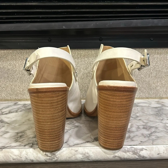 Rag & Bone Women Off White Leather Open Toe Chunky Heel Wyatt Sandal 10.5/41 NIB - Picture 5 of 12